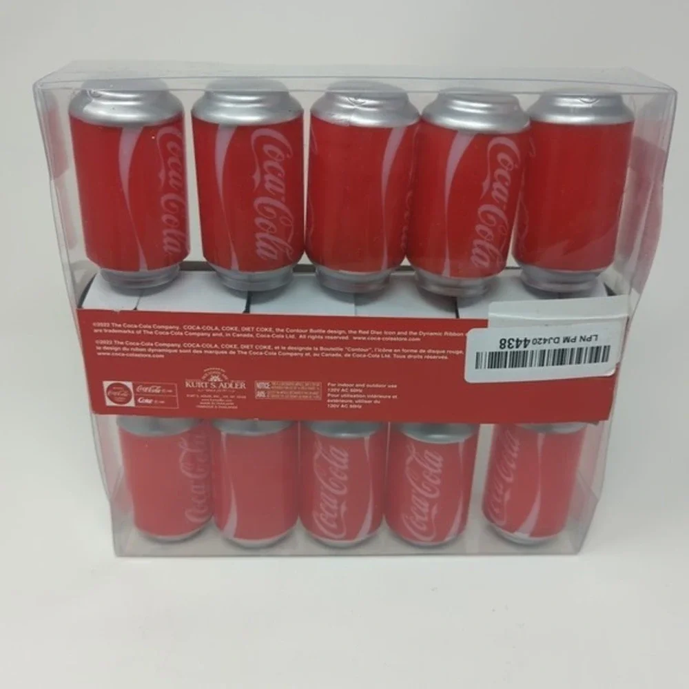 Coca Cola Coke Cans Christmas String Lights Set of‎ 10 Kurt Adler CC0748 New